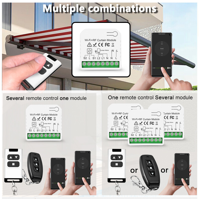 WiFi nutikas kardina lüliti elektriline rullava katiku uksekontroller Tuya App hääljuhtimine Alexa Alice 433 MHz kaugjuhtimispuldiga