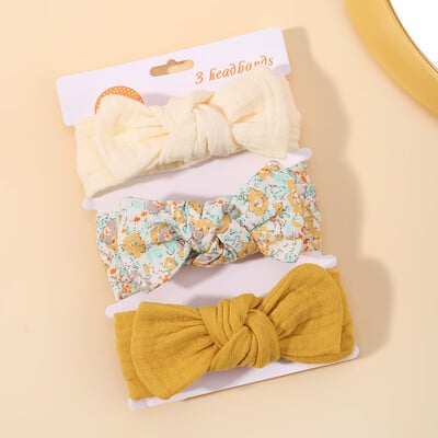 3 vnt./komplektas Mergaičių elastinga galvos juosta kūdikių plaukų aksesuarai naujagimio minkšti lankai galvos apdangalai, spausdinimas, tvarsčių juostelė, juostelė Bowknot plaukų šalikas