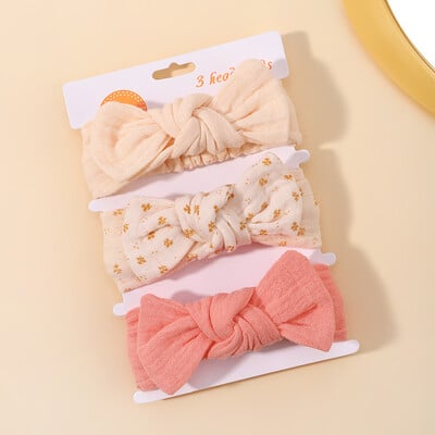 3 vnt./komplektas Mergaičių elastinga galvos juosta kūdikių plaukų aksesuarai naujagimio minkšti lankai galvos apdangalai, spausdinimas, tvarsčių juostelė, juostelė Bowknot plaukų šalikas