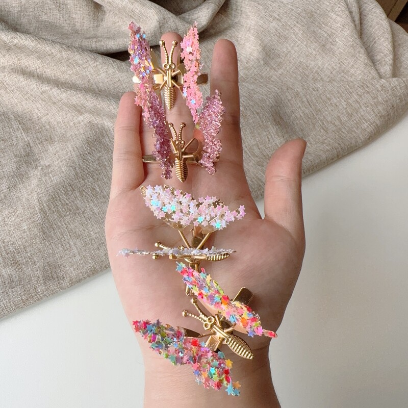 6 bucăți elegant ciucuri fluture ac de păr pentru femeie retro accesorii tremurând clemă laterală în mișcare fluture coafură pentru petrecere bijuterii cadou