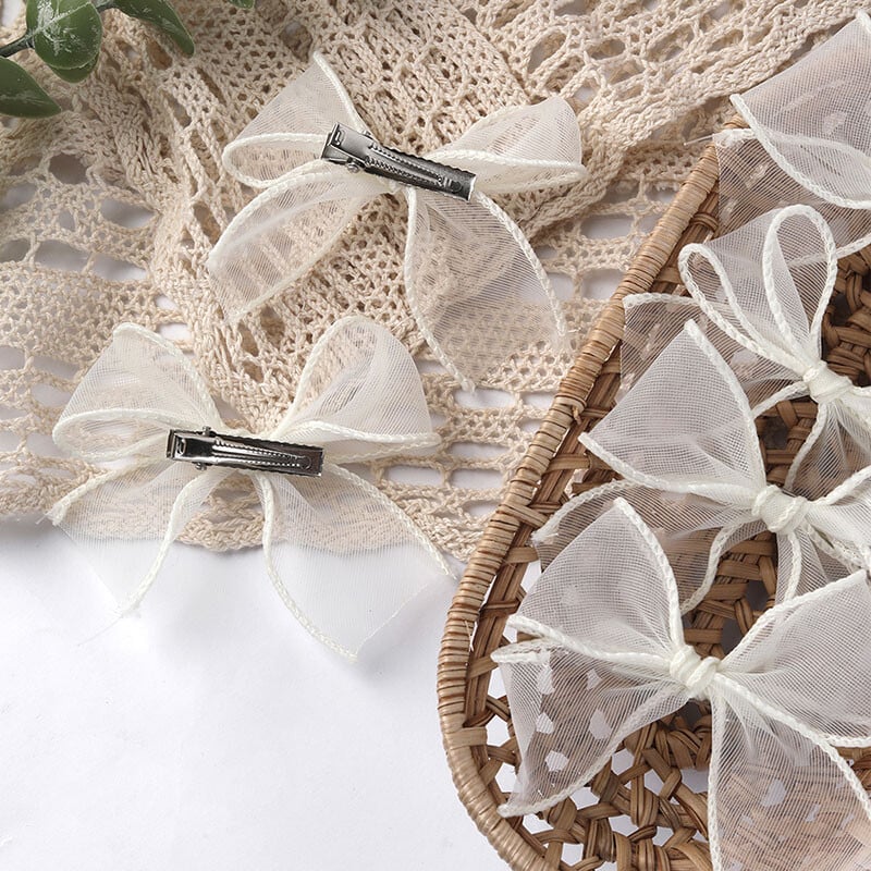 6 vnt. balti nėriniai, lankeliai, plaukų segtukai mergaitėms, puikūs Bowknot plaukų segtukai, vaikiški plaukų segtukai, korėjietiški galvos apdangalai, plaukų priedai