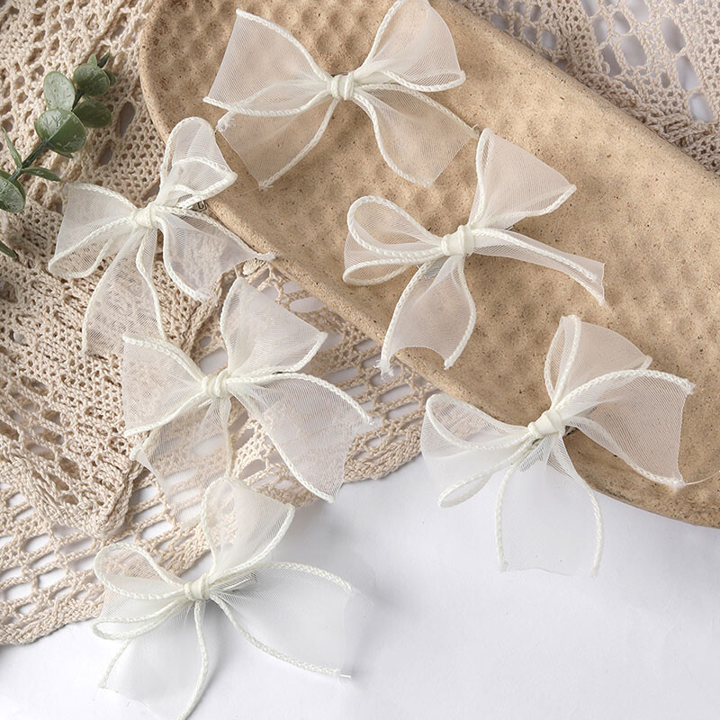 6 vnt. balti nėriniai, lankeliai, plaukų segtukai mergaitėms, puikūs Bowknot plaukų segtukai, vaikiški plaukų segtukai, korėjietiški galvos apdangalai, plaukų priedai
