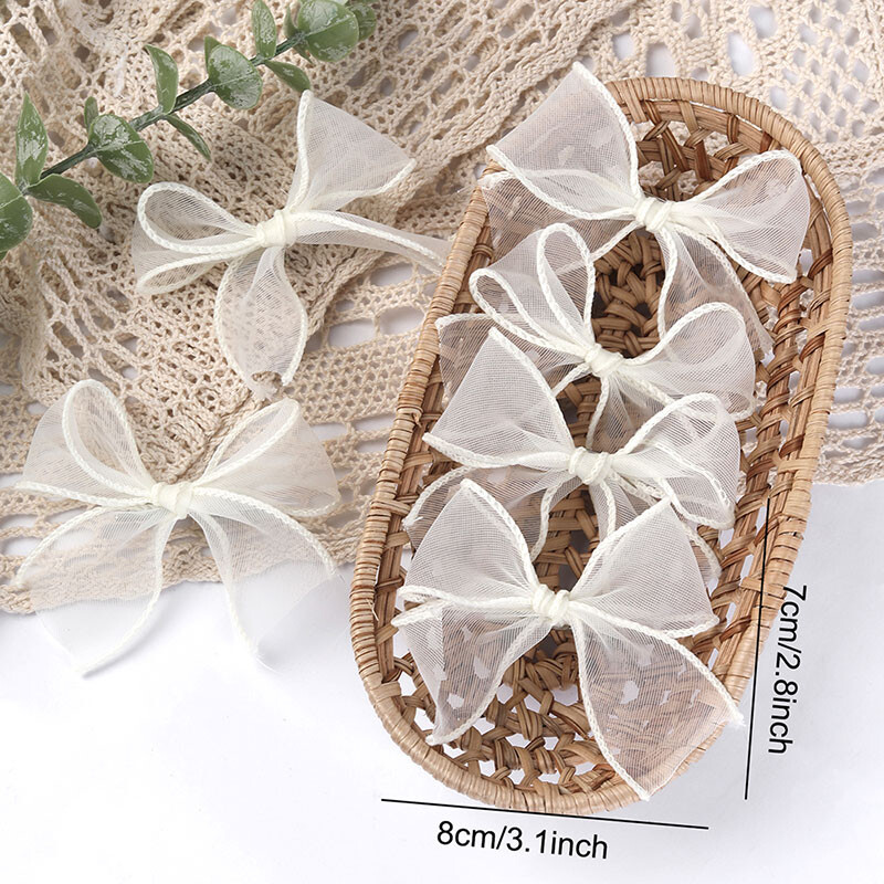6 vnt. balti nėriniai, lankeliai, plaukų segtukai mergaitėms, puikūs Bowknot plaukų segtukai, vaikiški plaukų segtukai, korėjietiški galvos apdangalai, plaukų priedai
