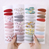 10vnt./att. Nauji vaikiški plaukų segtukai su margintais medvilniniais BB plaukų segtukų rinkinys Pavasario vasaros spalvos plaukų segtukai mergaičių puošnioms galvos segtėms