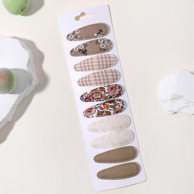 10vnt./att. Nauji vaikiški plaukų segtukai su margintais medvilniniais BB plaukų segtukų rinkinys Pavasario vasaros spalvos plaukų segtukai mergaičių puošnioms galvos segtėms