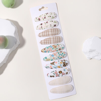 10vnt./att. Nauji vaikiški plaukų segtukai su margintais medvilniniais BB plaukų segtukų rinkinys Pavasario vasaros spalvos plaukų segtukai mergaičių puošnioms galvos segtėms