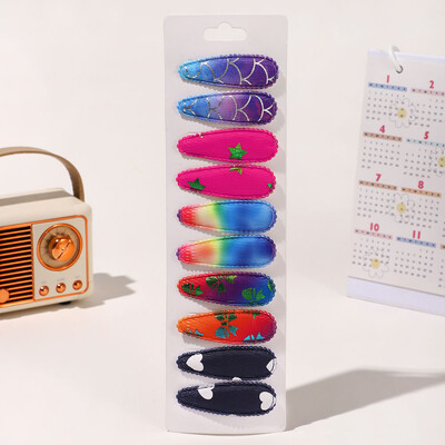 10vnt./att. Nauji vaikiški plaukų segtukai su margintais medvilniniais BB plaukų segtukų rinkinys Pavasario vasaros spalvos plaukų segtukai mergaičių puošnioms galvos segtėms