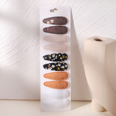 10vnt./att. Nauji vaikiški plaukų segtukai su margintais medvilniniais BB plaukų segtukų rinkinys Pavasario vasaros spalvos plaukų segtukai mergaičių puošnioms galvos segtėms