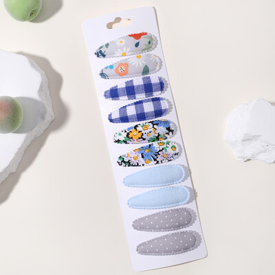 10vnt./att. Nauji vaikiški plaukų segtukai su margintais medvilniniais BB plaukų segtukų rinkinys Pavasario vasaros spalvos plaukų segtukai mergaičių puošnioms galvos segtėms