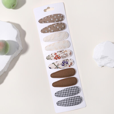 10vnt./att. Nauji vaikiški plaukų segtukai su margintais medvilniniais BB plaukų segtukų rinkinys Pavasario vasaros spalvos plaukų segtukai mergaičių puošnioms galvos segtėms