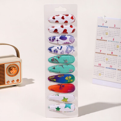 10vnt./att. Nauji vaikiški plaukų segtukai su margintais medvilniniais BB plaukų segtukų rinkinys Pavasario vasaros spalvos plaukų segtukai mergaičių puošnioms galvos segtėms