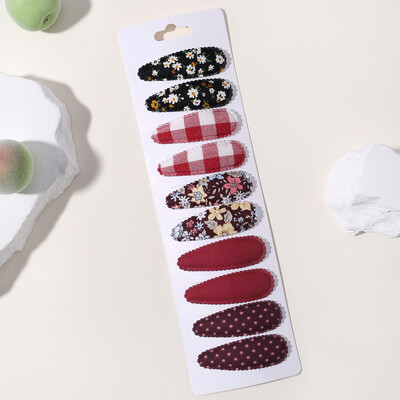 10vnt./att. Nauji vaikiški plaukų segtukai su margintais medvilniniais BB plaukų segtukų rinkinys Pavasario vasaros spalvos plaukų segtukai mergaičių puošnioms galvos segtėms