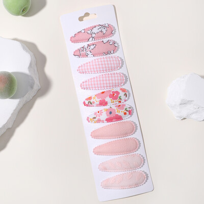 10vnt./att. Nauji vaikiški plaukų segtukai su margintais medvilniniais BB plaukų segtukų rinkinys Pavasario vasaros spalvos plaukų segtukai mergaičių puošnioms galvos segtėms