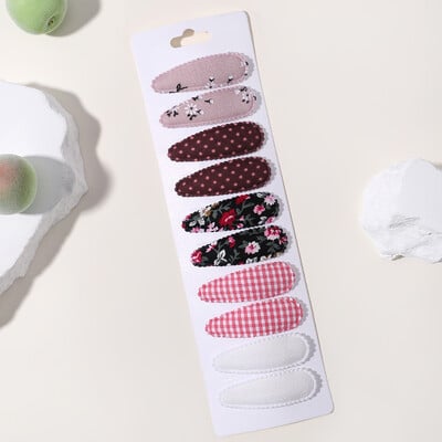 10vnt./att. Nauji vaikiški plaukų segtukai su margintais medvilniniais BB plaukų segtukų rinkinys Pavasario vasaros spalvos plaukų segtukai mergaičių puošnioms galvos segtėms