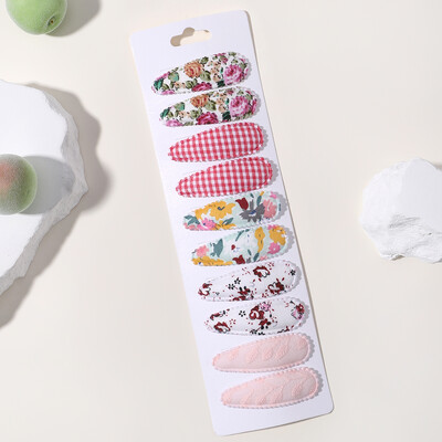 10vnt./att. Nauji vaikiški plaukų segtukai su margintais medvilniniais BB plaukų segtukų rinkinys Pavasario vasaros spalvos plaukų segtukai mergaičių puošnioms galvos segtėms