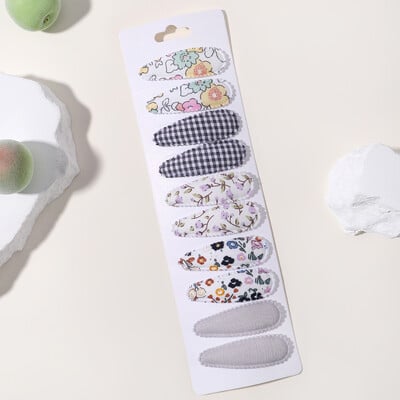 10vnt./att. Nauji vaikiški plaukų segtukai su margintais medvilniniais BB plaukų segtukų rinkinys Pavasario vasaros spalvos plaukų segtukai mergaičių puošnioms galvos segtėms