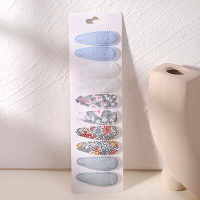 10vnt./att. Nauji vaikiški plaukų segtukai su margintais medvilniniais BB plaukų segtukų rinkinys Pavasario vasaros spalvos plaukų segtukai mergaičių puošnioms galvos segtėms