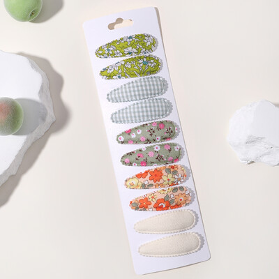 10vnt./att. Nauji vaikiški plaukų segtukai su margintais medvilniniais BB plaukų segtukų rinkinys Pavasario vasaros spalvos plaukų segtukai mergaičių puošnioms galvos segtėms