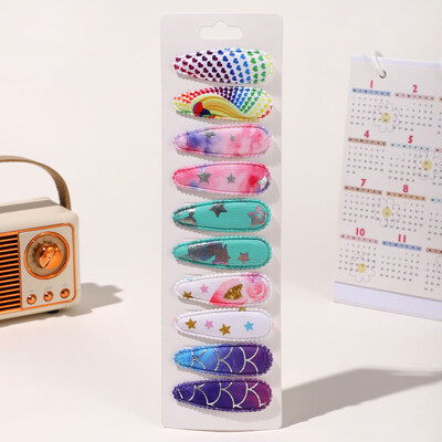 10vnt./att. Nauji vaikiški plaukų segtukai su margintais medvilniniais BB plaukų segtukų rinkinys Pavasario vasaros spalvos plaukų segtukai mergaičių puošnioms galvos segtėms