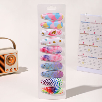 10vnt./att. Nauji vaikiški plaukų segtukai su margintais medvilniniais BB plaukų segtukų rinkinys Pavasario vasaros spalvos plaukų segtukai mergaičių puošnioms galvos segtėms