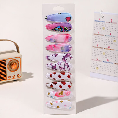 10vnt./att. Nauji vaikiški plaukų segtukai su margintais medvilniniais BB plaukų segtukų rinkinys Pavasario vasaros spalvos plaukų segtukai mergaičių puošnioms galvos segtėms