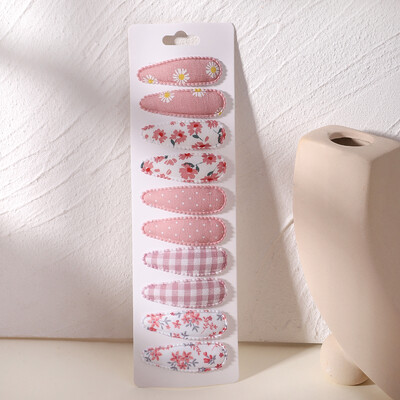 10vnt./att. Nauji vaikiški plaukų segtukai su margintais medvilniniais BB plaukų segtukų rinkinys Pavasario vasaros spalvos plaukų segtukai mergaičių puošnioms galvos segtėms