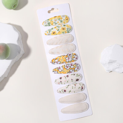 10vnt./att. Nauji vaikiški plaukų segtukai su margintais medvilniniais BB plaukų segtukų rinkinys Pavasario vasaros spalvos plaukų segtukai mergaičių puošnioms galvos segtėms