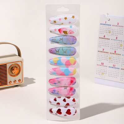 10vnt./att. Nauji vaikiški plaukų segtukai su margintais medvilniniais BB plaukų segtukų rinkinys Pavasario vasaros spalvos plaukų segtukai mergaičių puošnioms galvos segtėms