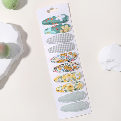 10vnt./att. Nauji vaikiški plaukų segtukai su margintais medvilniniais BB plaukų segtukų rinkinys Pavasario vasaros spalvos plaukų segtukai mergaičių puošnioms galvos segtėms