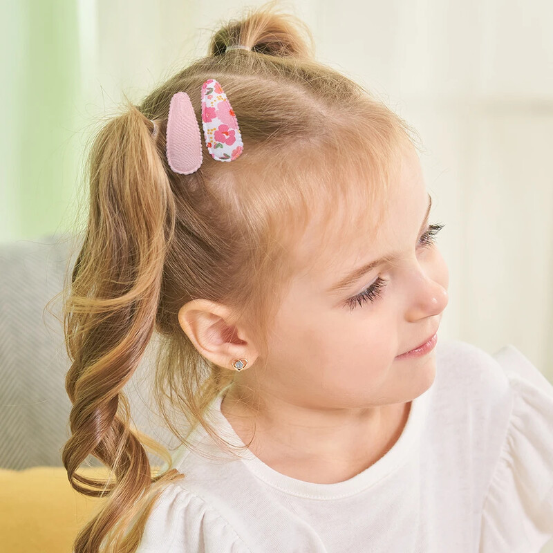 10vnt./att. Nauji vaikiški plaukų segtukai su margintais medvilniniais BB plaukų segtukų rinkinys Pavasario vasaros spalvos plaukų segtukai mergaičių puošnioms galvos segtėms