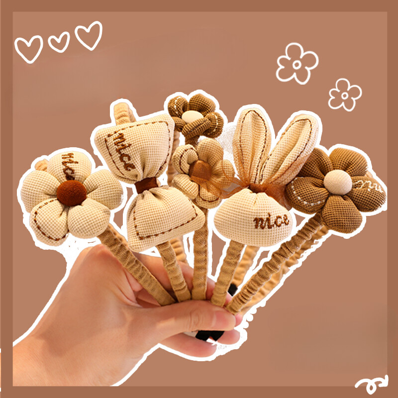 2023 m. nauji vaikai, gražios kavos spalvos animacinių filmų širdis, gėlių lankas, papuošalas galvos tvarsčiai mergaitei, mieli plaukų lankelis, vaikų plaukų aksesuarai