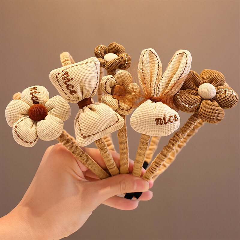 2023 m. nauji vaikai, gražios kavos spalvos animacinių filmų širdis, gėlių lankas, papuošalas galvos tvarsčiai mergaitei, mieli plaukų lankelis, vaikų plaukų aksesuarai