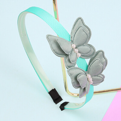 1/4 vnt Mielos drugelio galvos juostos mergaitėms Pearl Double Butterfly plaukų lankeliai plaukų juostelės su dantukais vaikams Vaikų plaukų aksesuarai