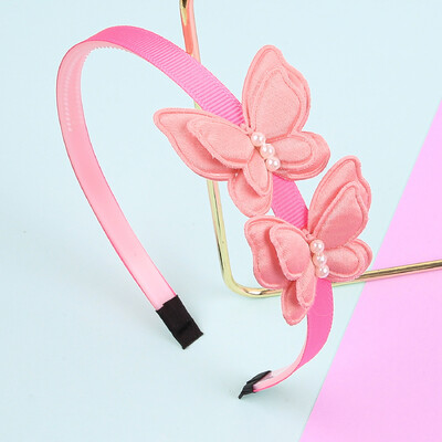 1/4 vnt Mielos drugelio galvos juostos mergaitėms Pearl Double Butterfly plaukų lankeliai plaukų juostelės su dantukais vaikams Vaikų plaukų aksesuarai