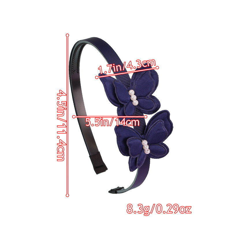 1/4 vnt Mielos drugelio galvos juostos mergaitėms Pearl Double Butterfly plaukų lankeliai plaukų juostelės su dantukais vaikams Vaikų plaukų aksesuarai