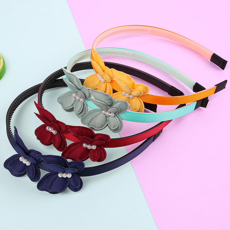 1/4 vnt Mielos drugelio galvos juostos mergaitėms Pearl Double Butterfly plaukų lankeliai plaukų juostelės su dantukais vaikams Vaikų plaukų aksesuarai