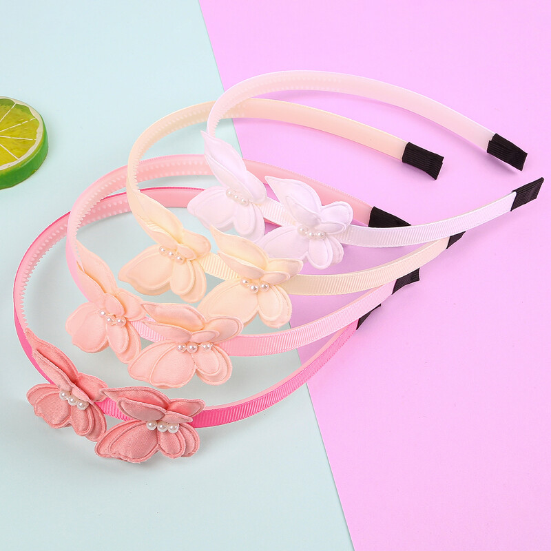 1/4 vnt Mielos drugelio galvos juostos mergaitėms Pearl Double Butterfly plaukų lankeliai plaukų juostelės su dantukais vaikams Vaikų plaukų aksesuarai