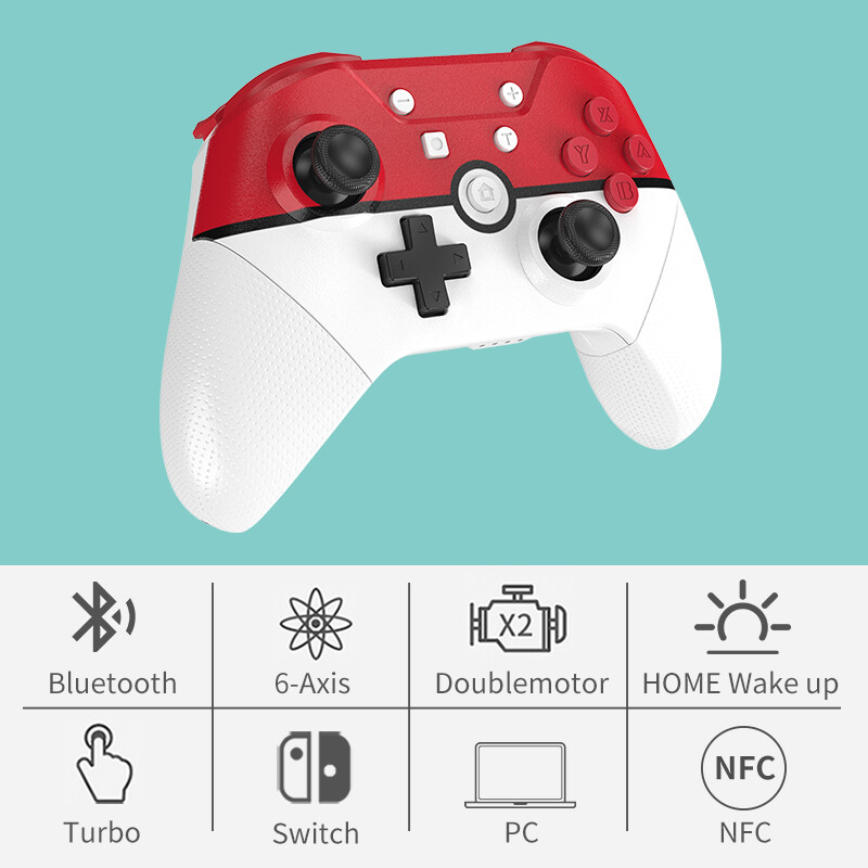 AOLION vezeték nélküli Bluetooth játékvezérlő Nintendo Switch Pro vezeték nélküli kontrollerhez NFC-vel és 3D joystickkal GamePad
