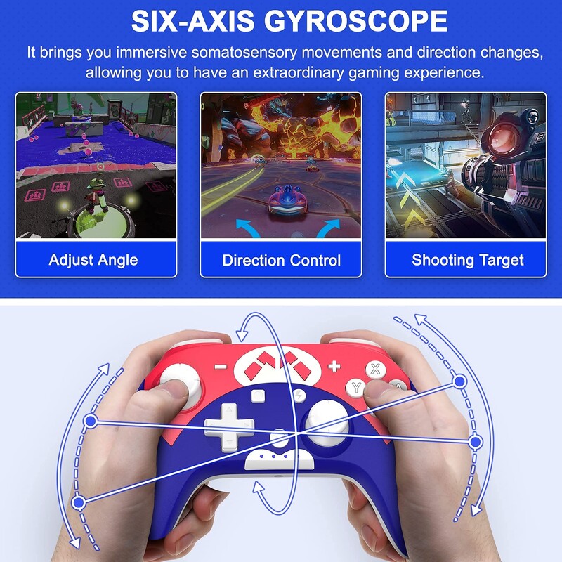 Herný ovládač Bezdrôtový Gamepad s ovládaním Bluetooth s Turbo 6-osým Gyro pre konzolu Nintendo Switch Pro Switch Lite OLED