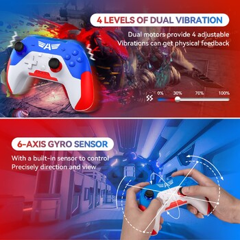 Wireless Switch Pro Controller Bluetooth Gamepad με Turbo/6-axis Gyro/Wakeup/Joystick για Nintendo Switch/Lite/OLED