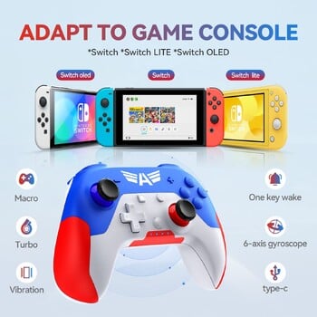 Wireless Switch Pro Controller Bluetooth Gamepad με Turbo/6-axis Gyro/Wakeup/Joystick για Nintendo Switch/Lite/OLED