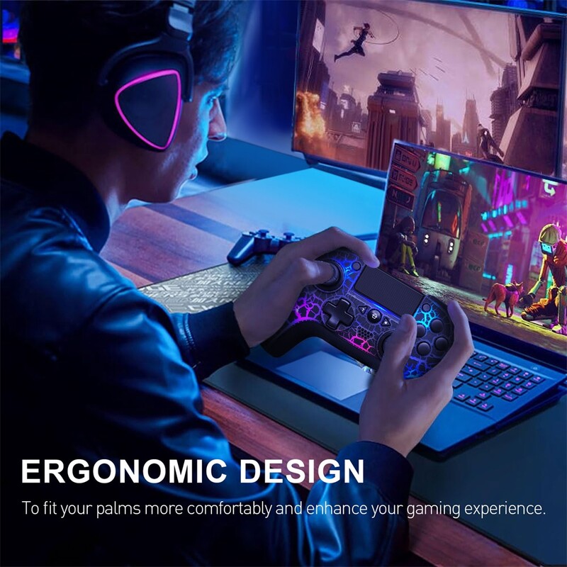 Bezdrôtové gamepady s Bluetooth diaľkovým ovládaním pre PS3 PS4 so 6-osým gyroskopom RGB LED diódami, herný ovládač pre Play Station 3 a 4 PC