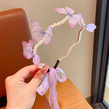 Πεταλούδα κεφαλόδεσμος Παιδικά Streamer Hair Hoop Baby Cute Princess Female Cute Pearl Hairband Finishing φουρκέτα Αξεσουάρ μαλλιών