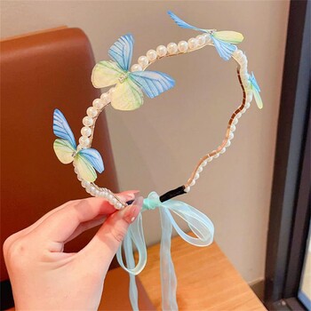 Πεταλούδα κεφαλόδεσμος Παιδικά Streamer Hair Hoop Baby Cute Princess Female Cute Pearl Hairband Finishing φουρκέτα Αξεσουάρ μαλλιών