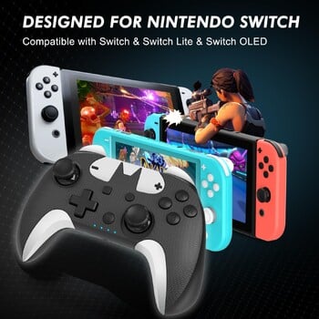 Безжичен геймпад Bluetooth джойстик Игрален контролер за Nintendo Switch Pro/Switch Lite OLED, Turbo, Vibration, 6 Axis Gyro