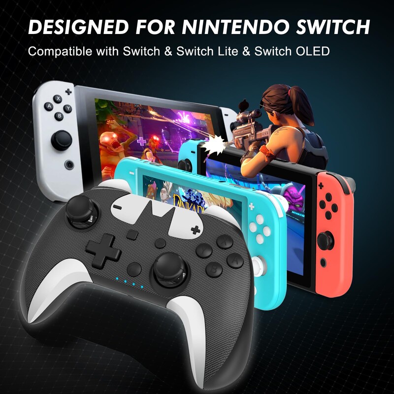 Vezeték nélküli játékvezérlő Bluetooth joystick játékvezérlő Nintendo Switch Pro/Switch Lite OLED-hez, turbó, vibráció, 6 tengelyes giroszkóp