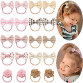 10vnt/komplektas Mergaičių miela gėlių plaukų kilpa, elastingi plaukų kaklaraiščiai vaikams, madingi plaukų aksesuarai, dovanėlė kūdikių princesėms