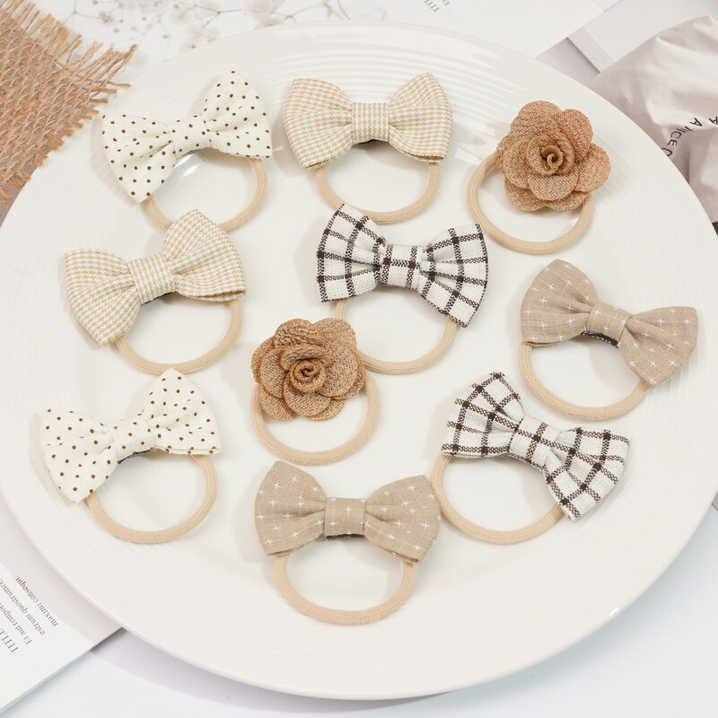 10vnt/komplektas Mergaičių miela gėlių plaukų kilpa, elastingi plaukų kaklaraiščiai vaikams, madingi plaukų aksesuarai, dovanėlė kūdikių princesėms