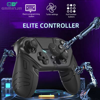 GAMINJA Безжичен контролер Двойна вибрация Bluetooth геймпад с програмируема турбо функция за PS4 конзола PC джойстик