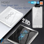 Moes Tuya WiFi RF433 2.5D ívfüggöny kapcsoló üveg érintőpanel redőnyökhöz Redőnyök kapcsoló Smart APP vezeték nélküli távirányító Alexa